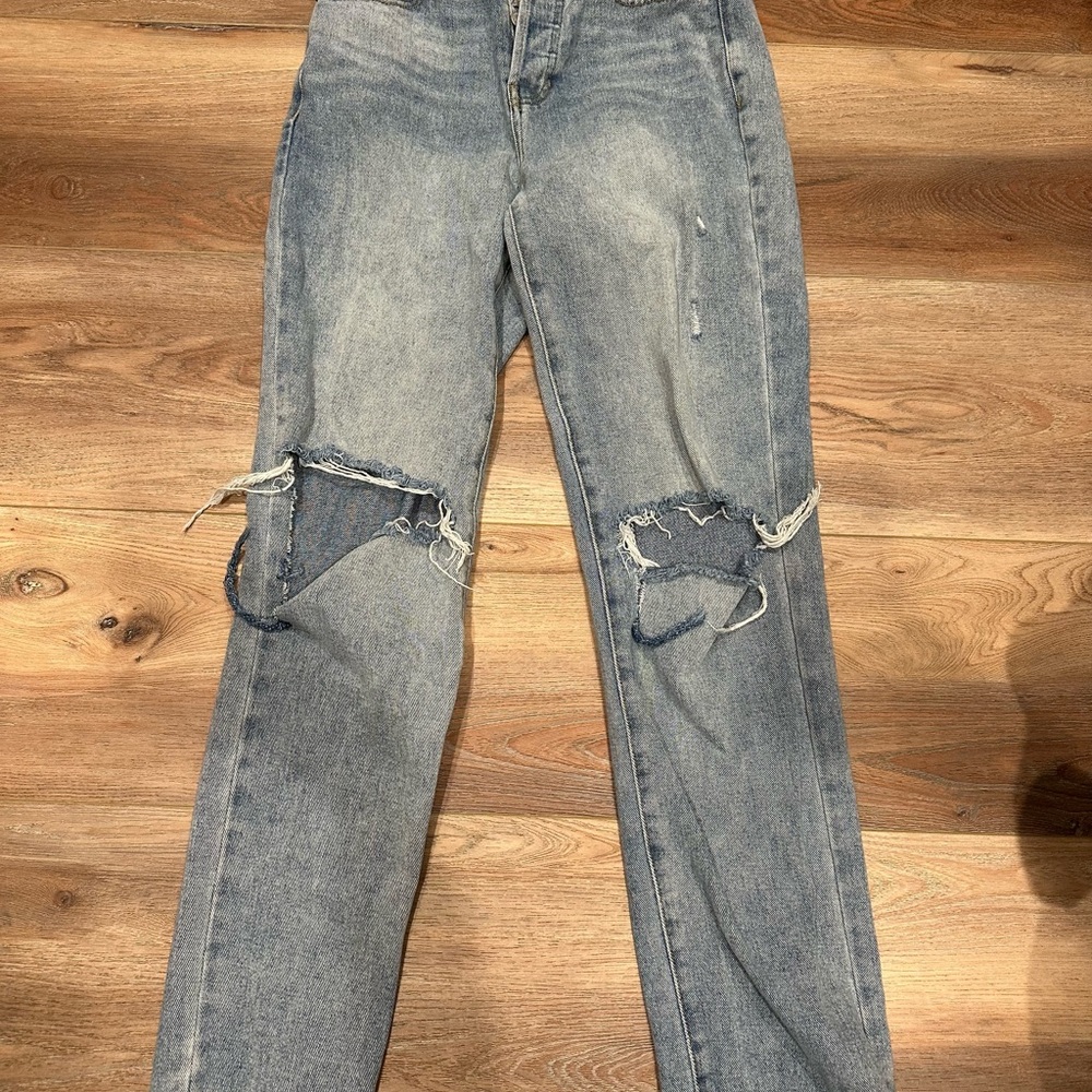Ripped Blue Boyfriend Jeans